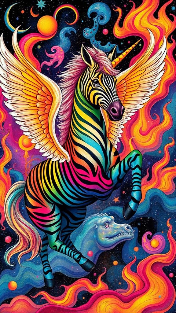 Vibrant Rainbow Unicorn with Delicate Wings