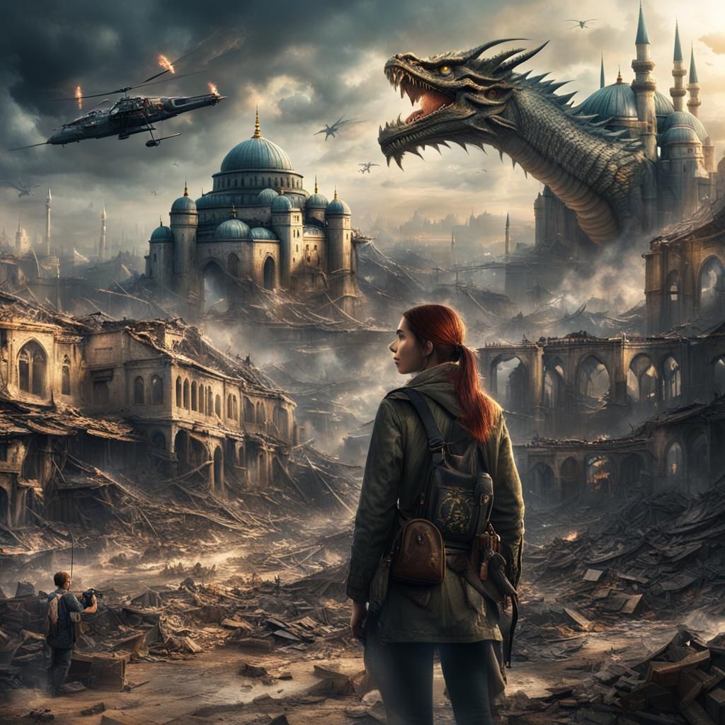Hopeful Girl in Istanbul Dragon-Robot War