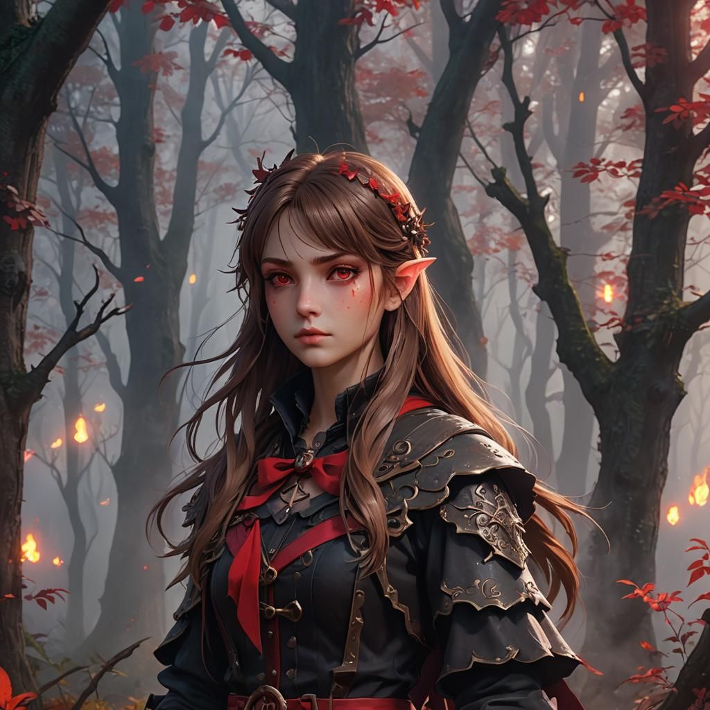 Anime Witch Hunter Gretel in Misty Forest