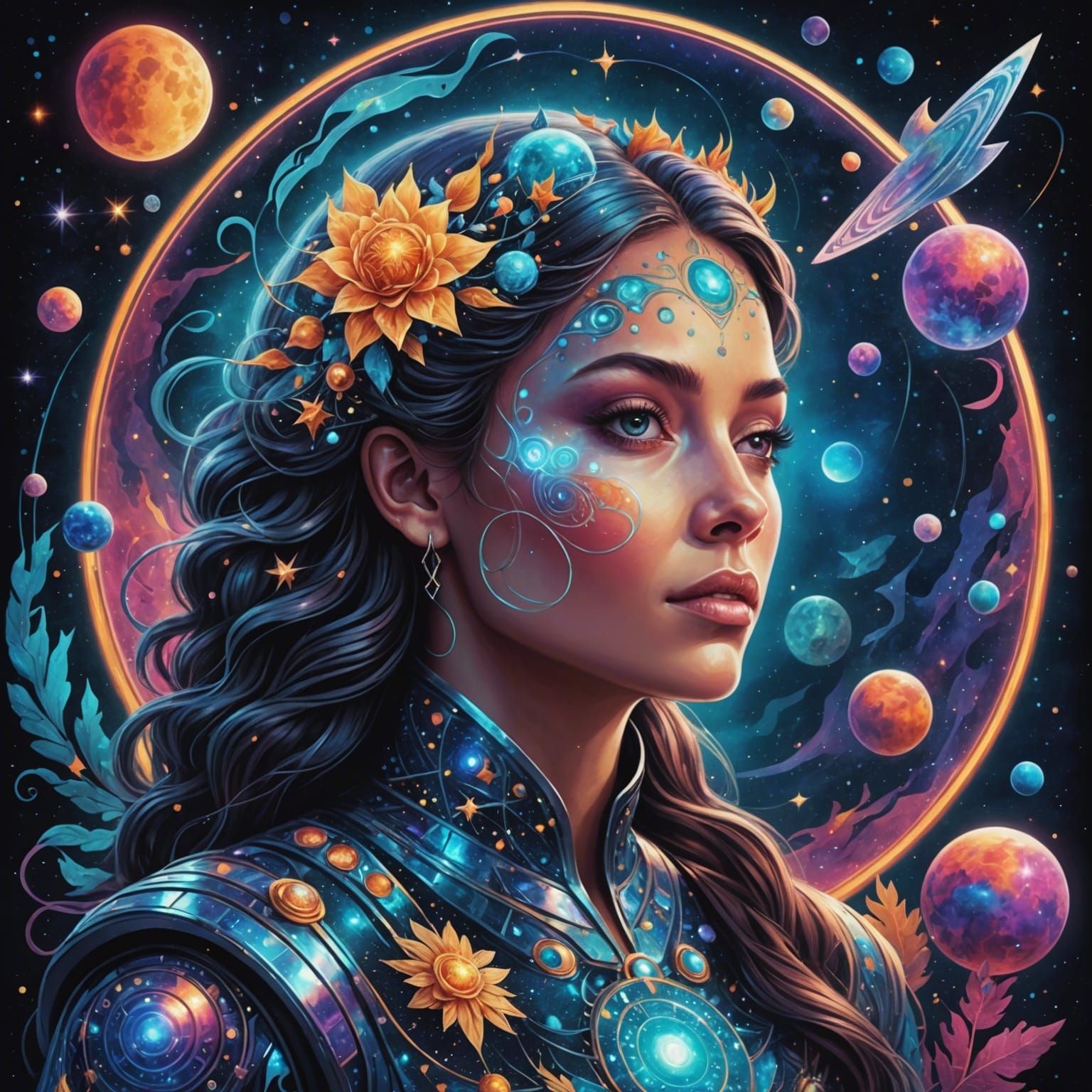 Holographic Astral Illustration of a New Mom