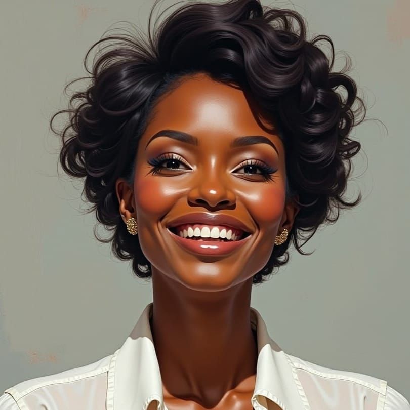 Elegant Black Woman in Secretive Smile