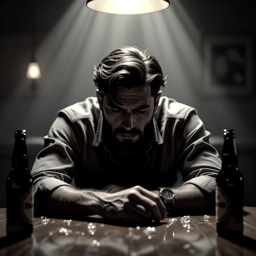 Man Passed Out With Beer Bottles, Dynamic Lighting Portrait