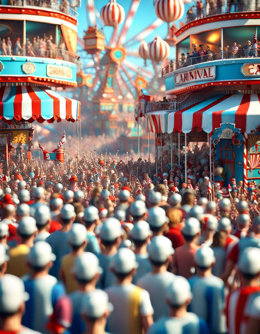 Detailed Carnival Crowd Scene in 3D
