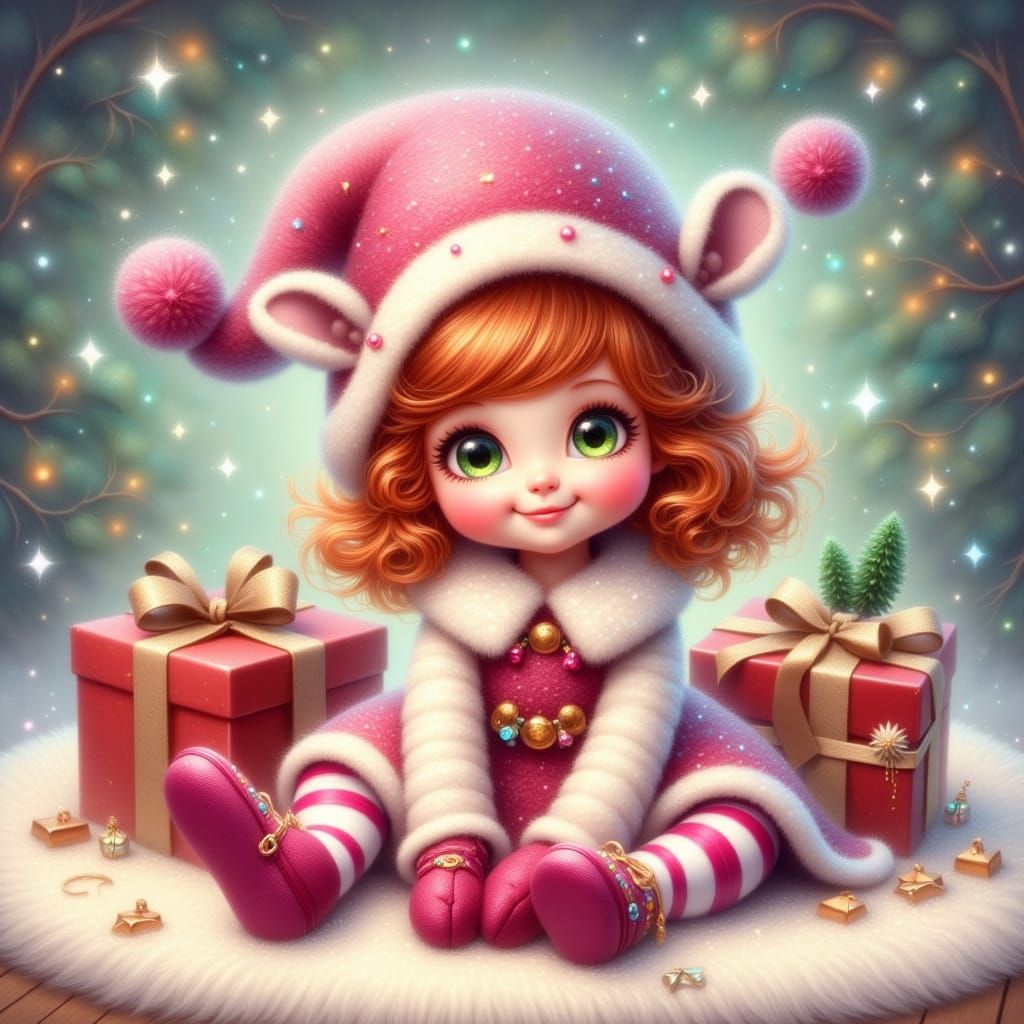 Whimsical Baby Girl in Festive Christmas Attire