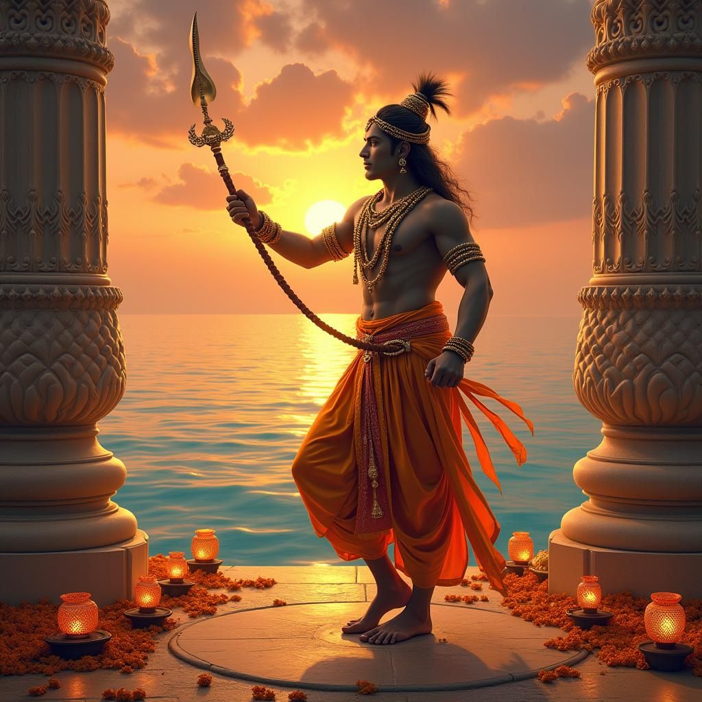 Karna Performing Ceremony on Ganges River