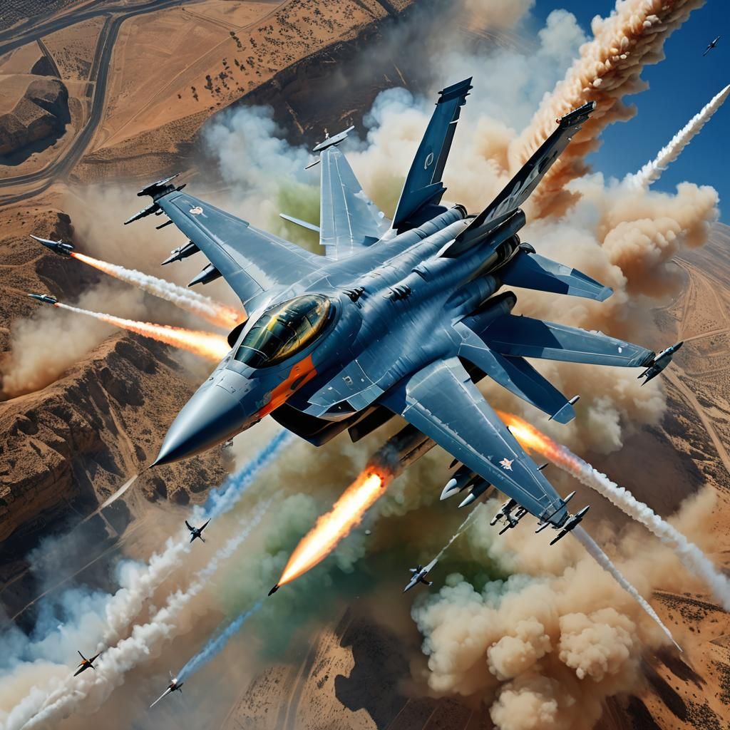 Israeli F-16 Launches Missile in Futuristic Aviation Art