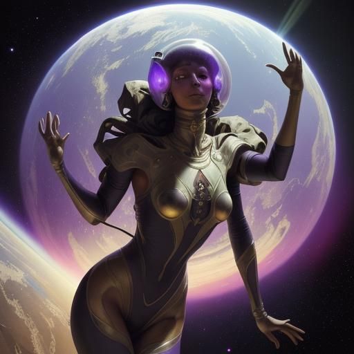 Doberman Astronaut in Space: Dark Fantasy Concept Art