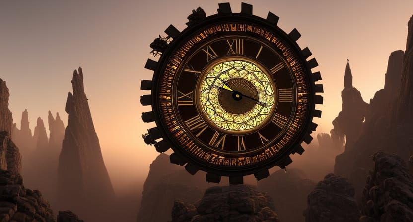 Surreal Fractal Clock in Eldritch Style