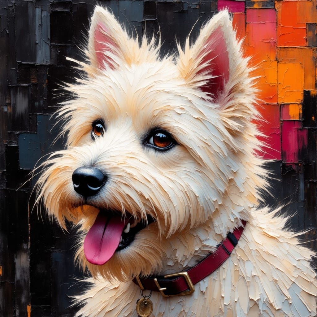 Happy Highland Terrier Abstract Expressionism Painting