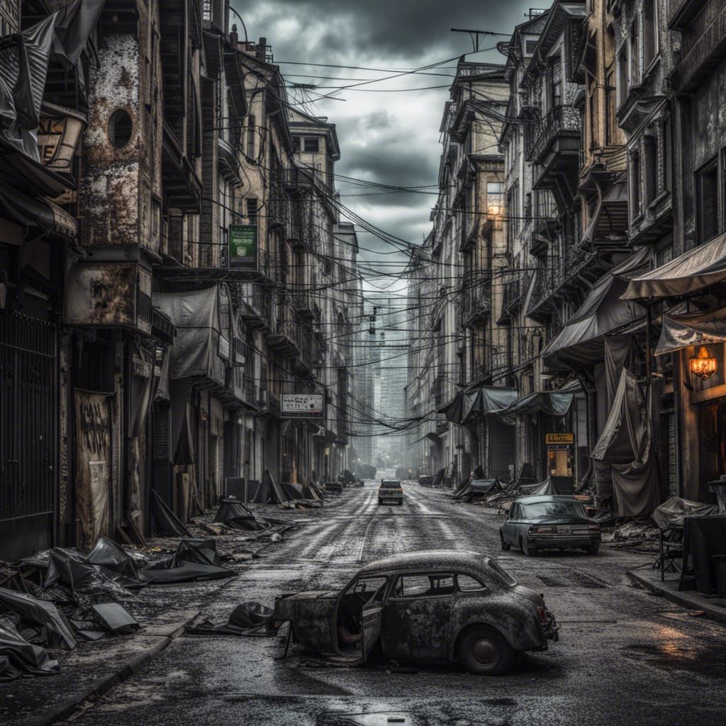 Hyperrealistic City of Ghosts in Cinematic Style