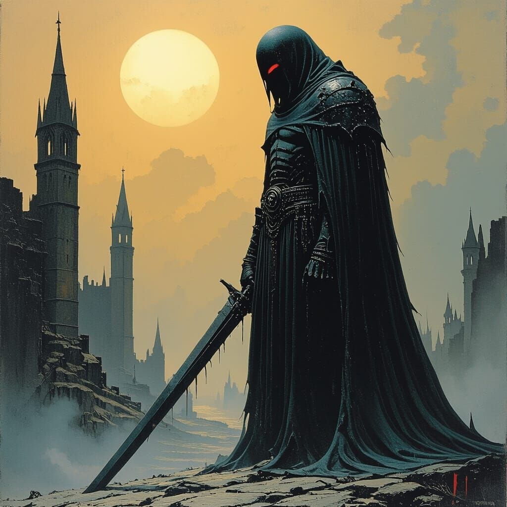 Brutal Warlord in Dark Fantasy Art Style