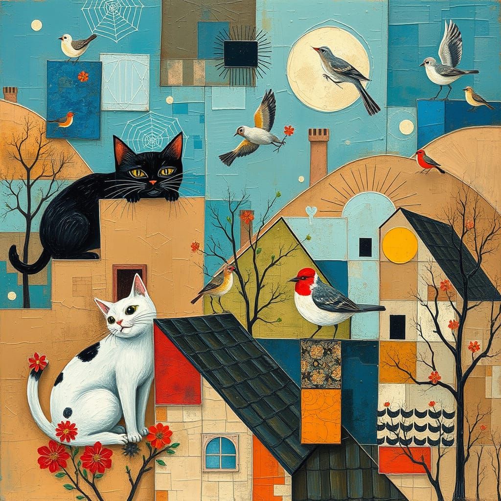 Vibrant Spring Whimsy in Abstract Expressionist Style