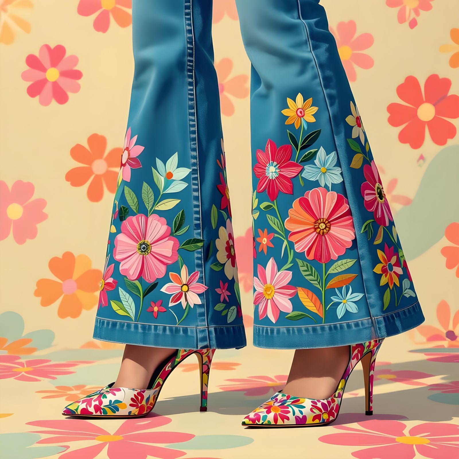 Flower Power High Heels in Surrealist Style