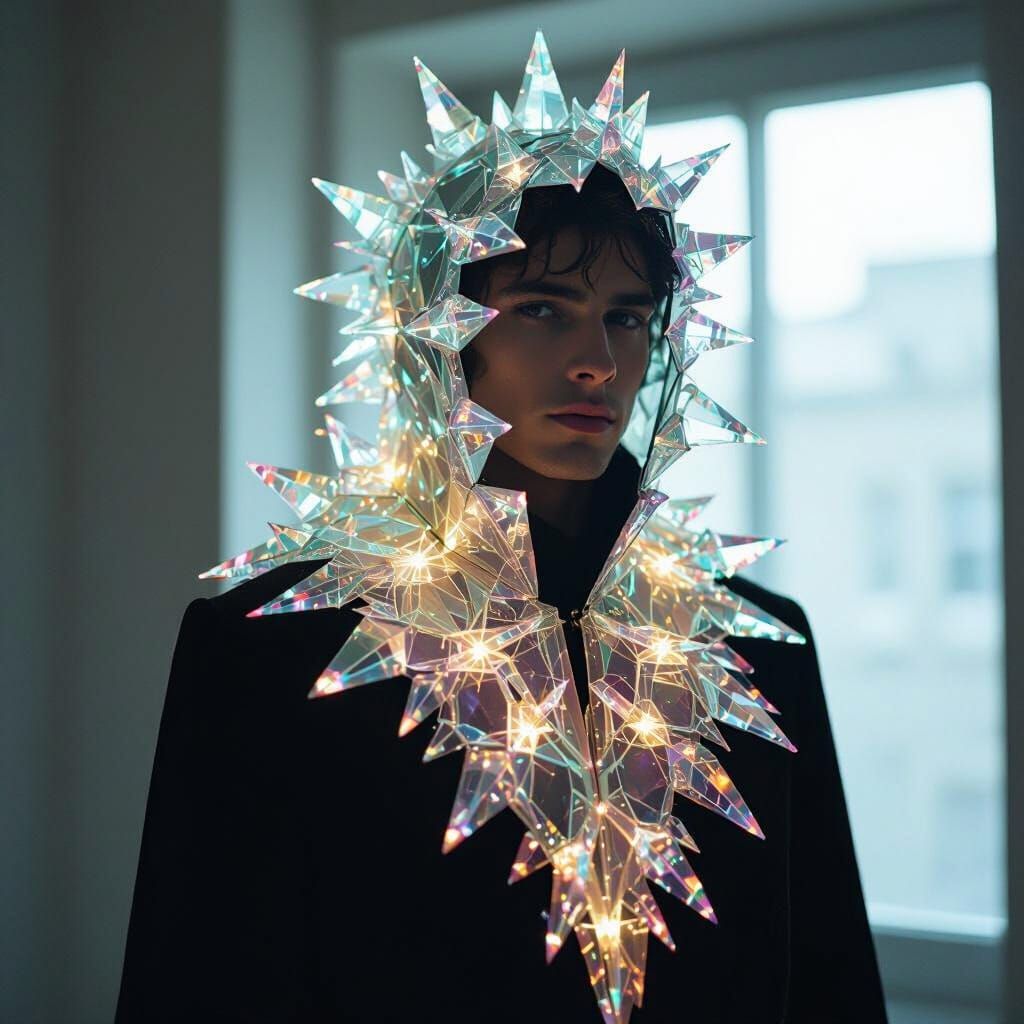 Bizarre Bioluminescent Crystalline Garment in Cinematic Film...