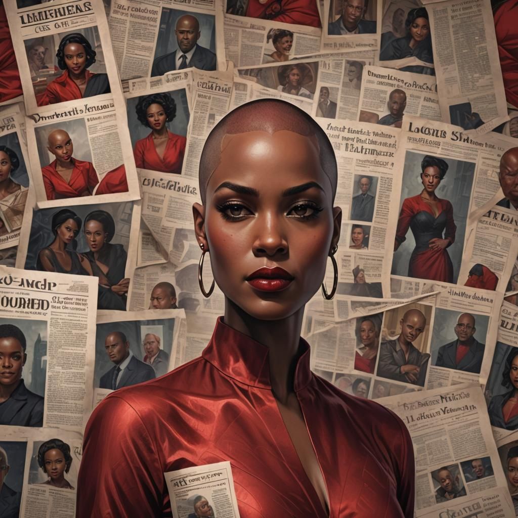 Elegant Woman in Red Dress Comic Book Art