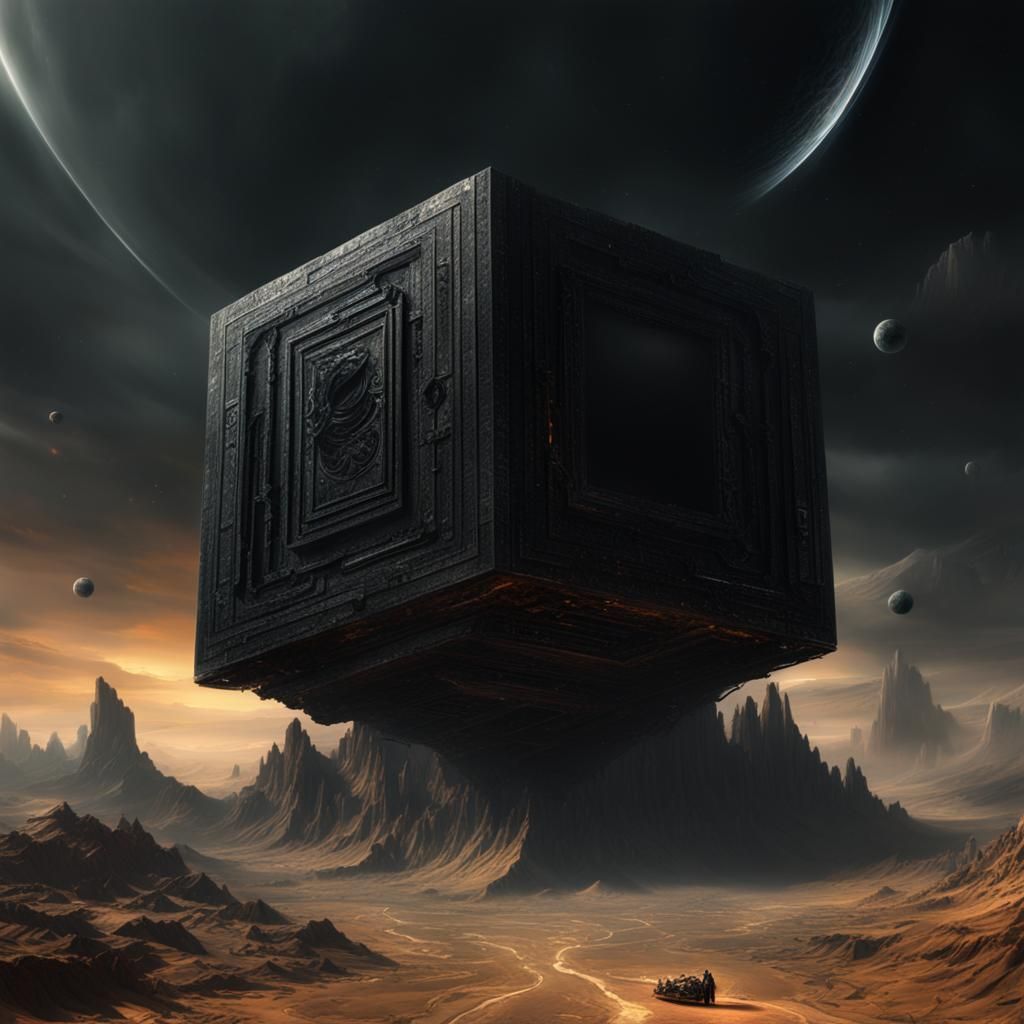 Saturn, Black Cube, and Grim Reaper Digital Painting