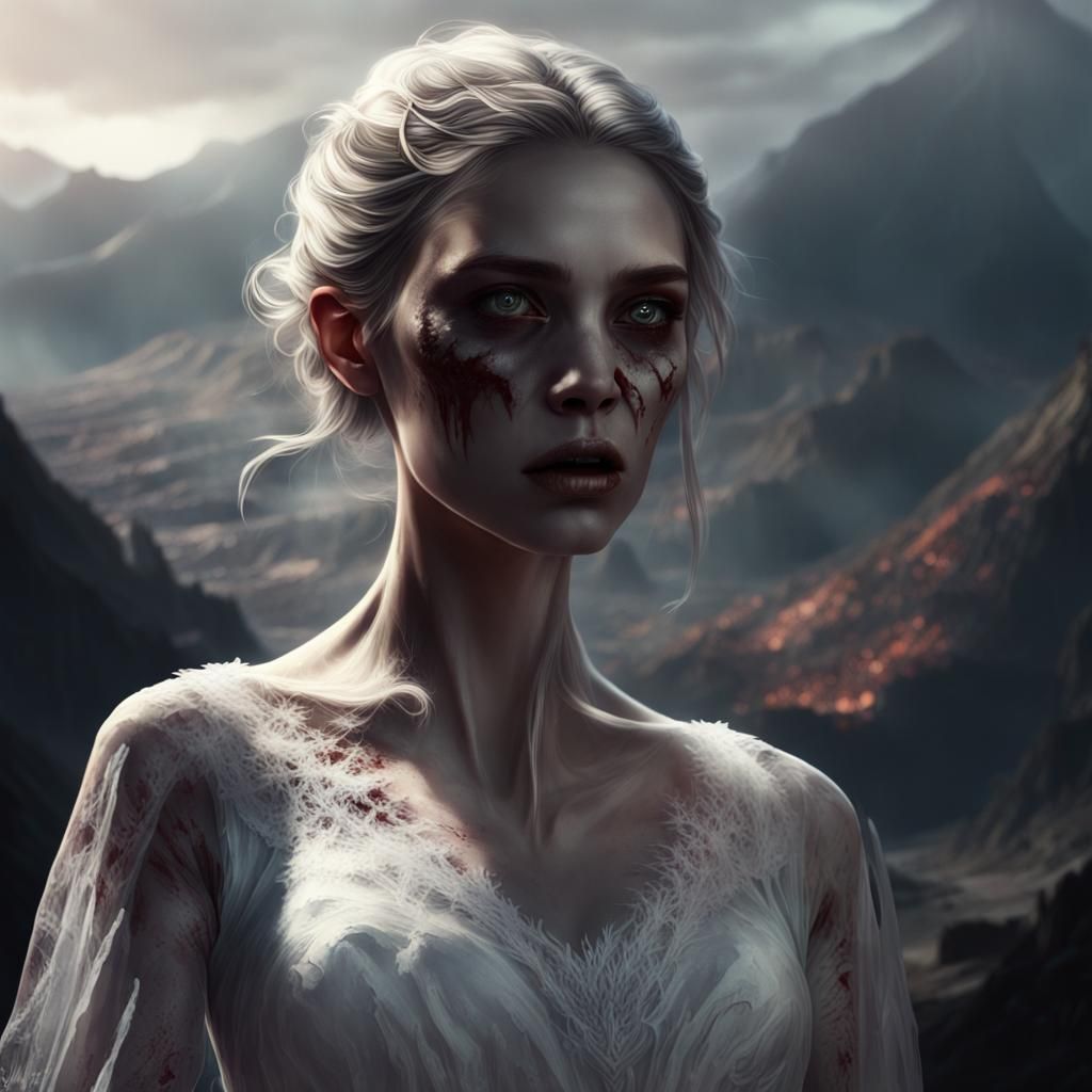 Ghostly Girl Portrait in Dark Fantasy Style