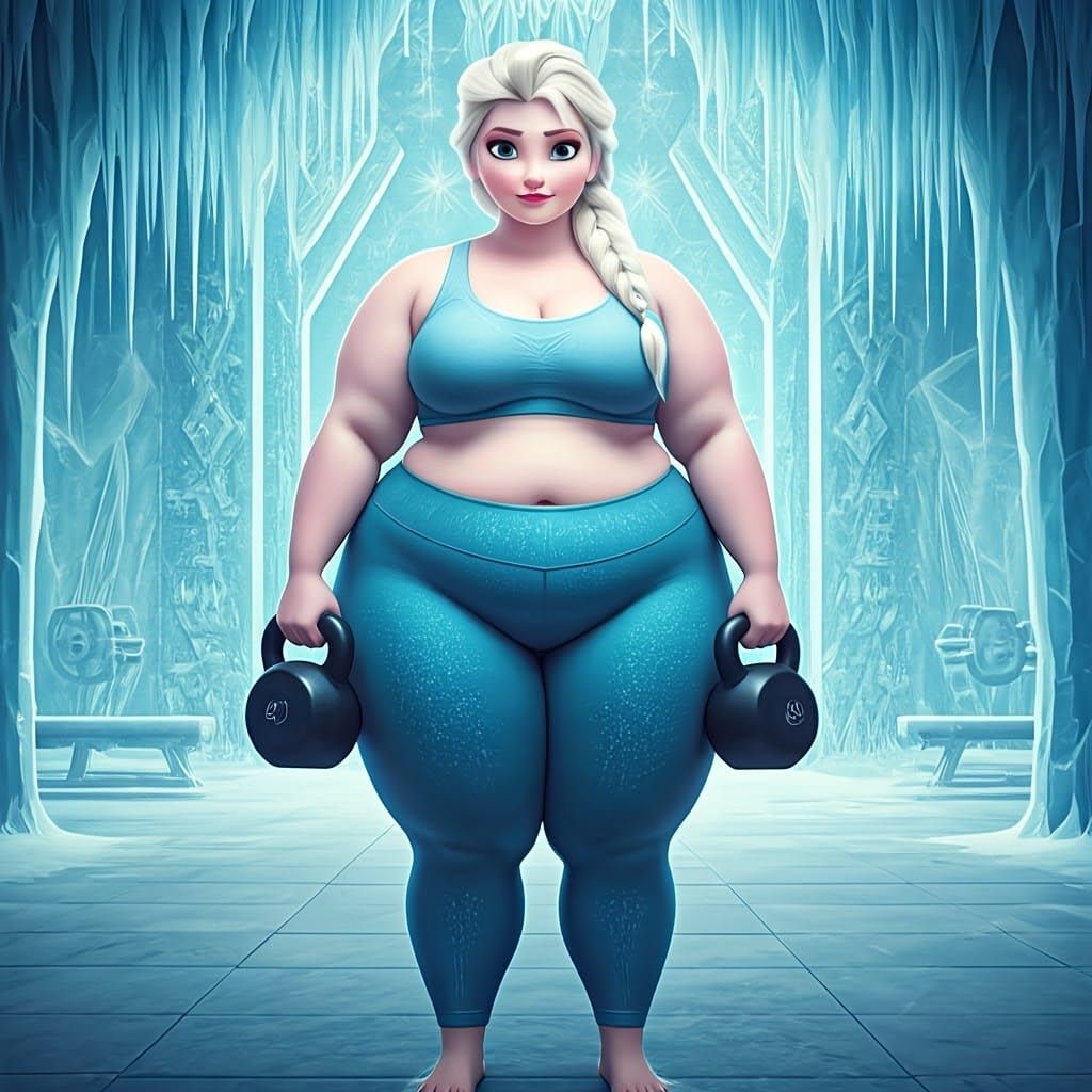 Confident Plus-Size Elsa Powers Through Ice Gym Workout