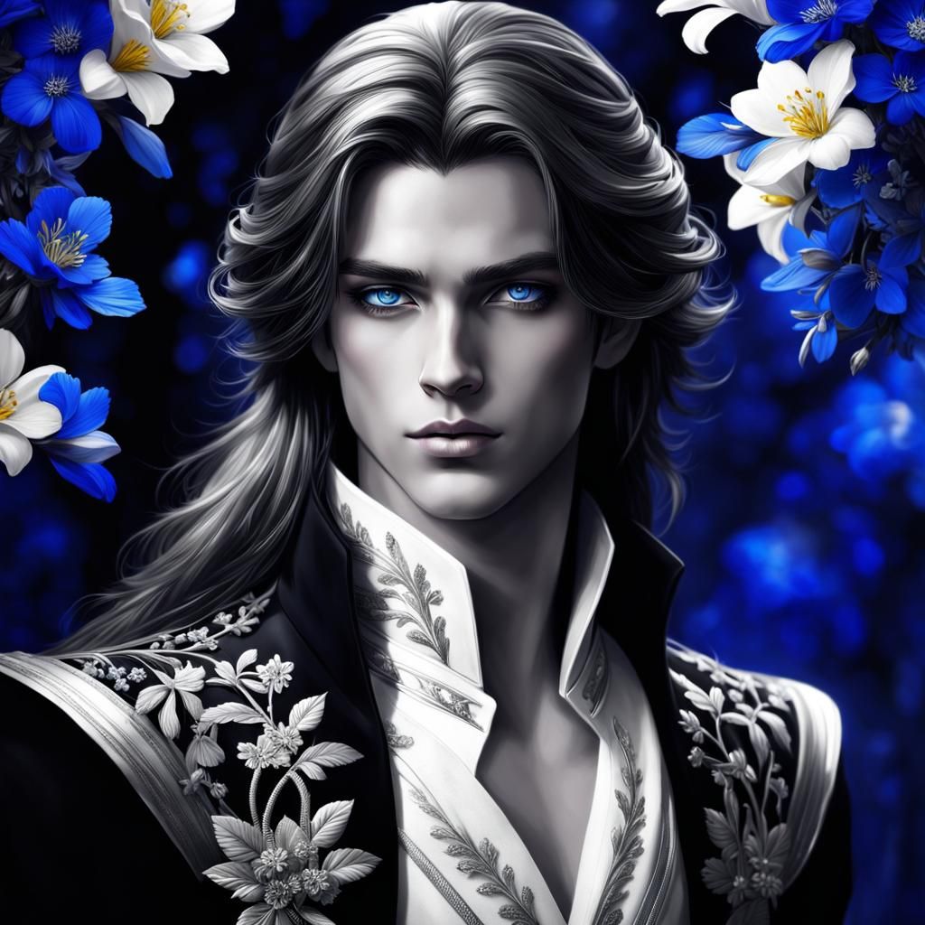 Handsome Prince Portrait with Cobalt Blue Eyes