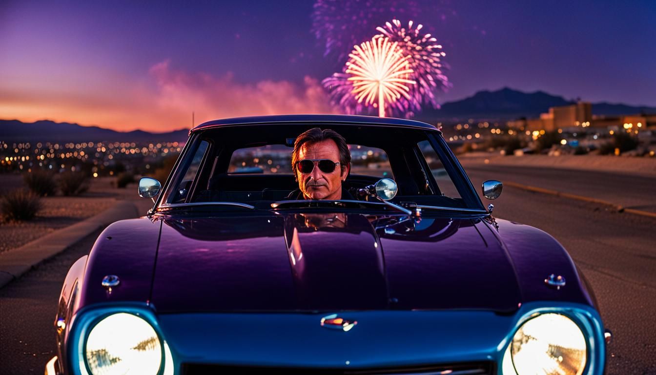 Purple Datsun 240Z at Sunset in El Paso