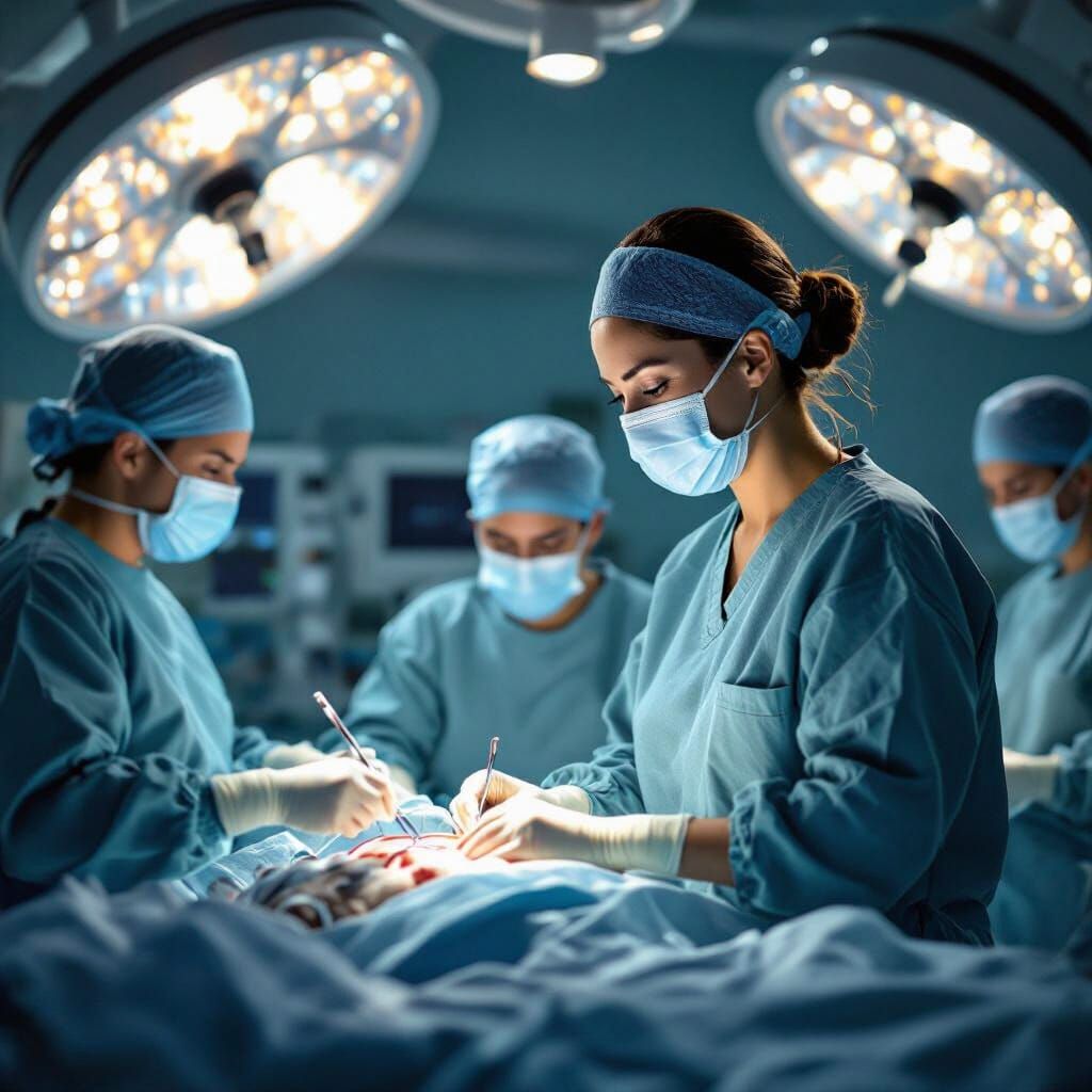 Surgeon Woman in Dramatic Operating Room