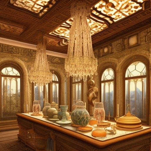 Ornate Glassware Shop with Natural Lighting