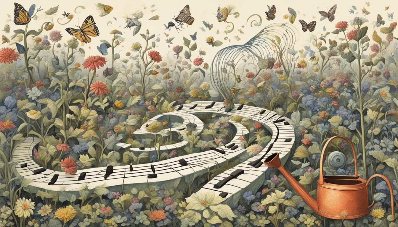 Musical Garden in Gothic Surrealist Style