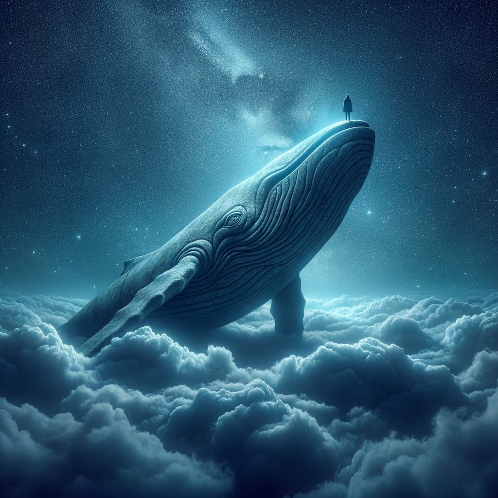 Man and Whale in Starlit Tranquility
