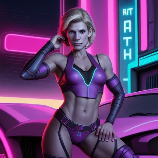 Katee Sackhoff as Bo-Katan in Synthwave Neon Style