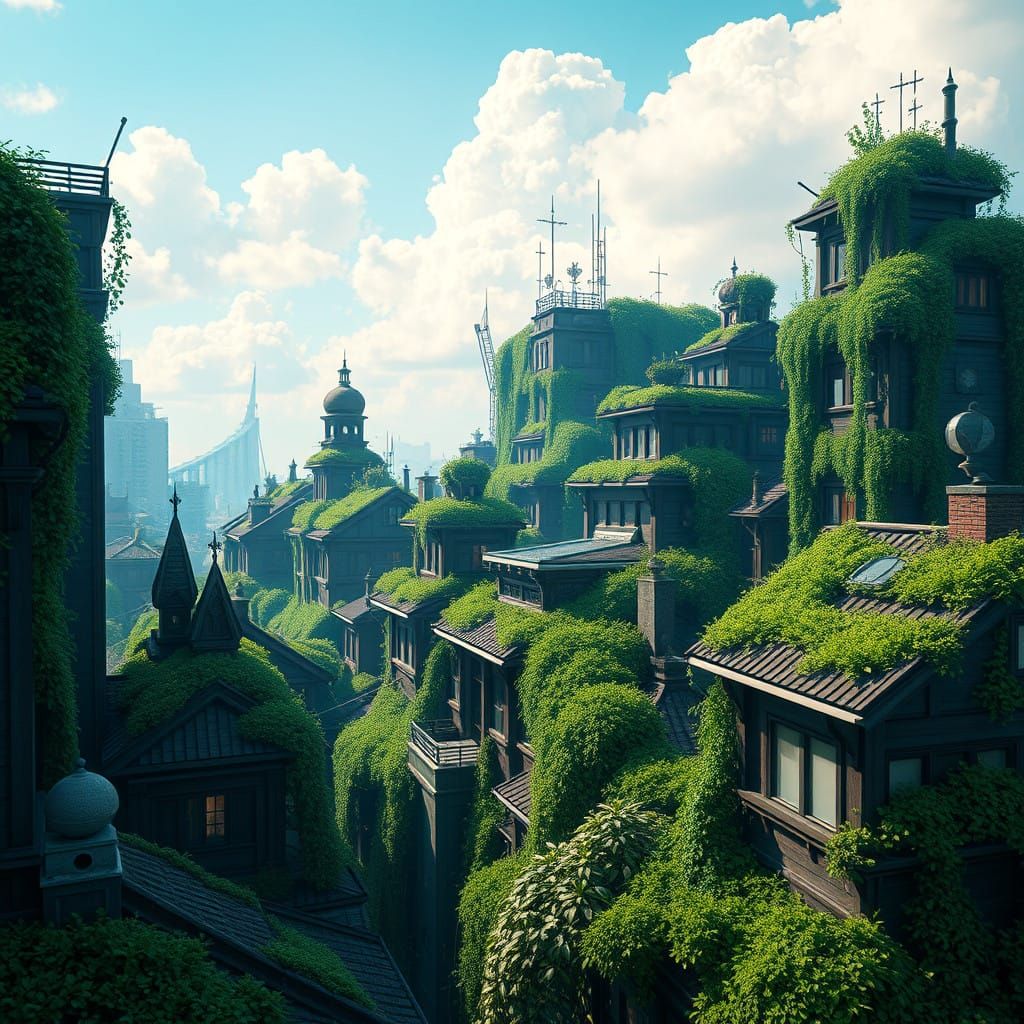 Sustainable Urban Oasis in a Fantastical Cityscape