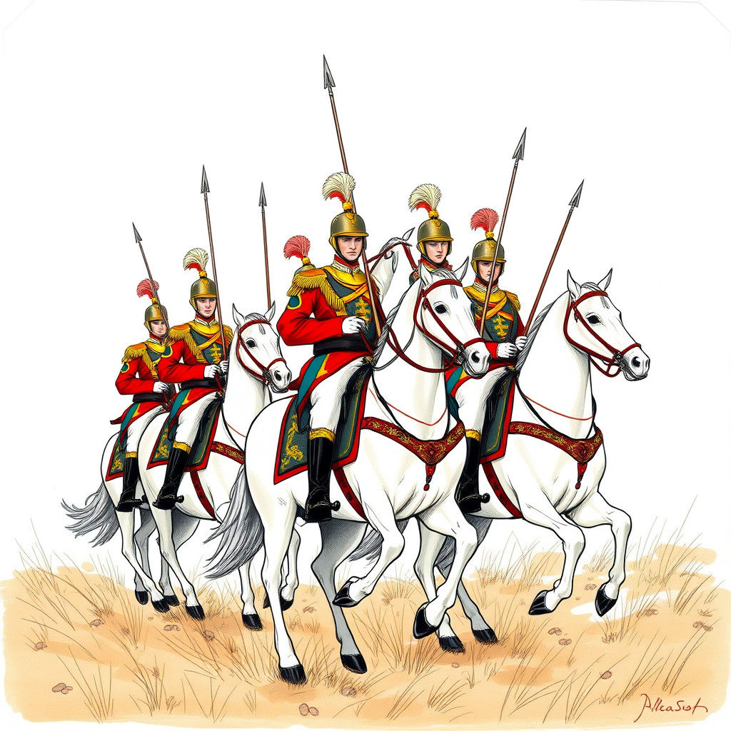 Hungarian Hussars Ride into Battle: Hand-Drawn Style