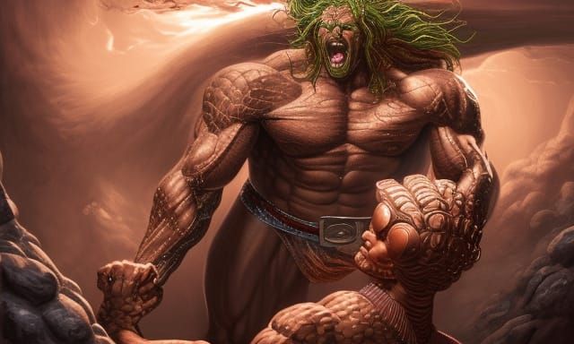 Golem vs Medusa: Dark Fantasy Concept Art