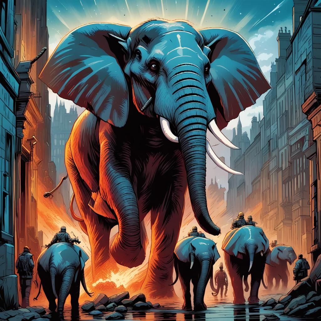 War Elephants Invade Edinburgh: Comic Book Art