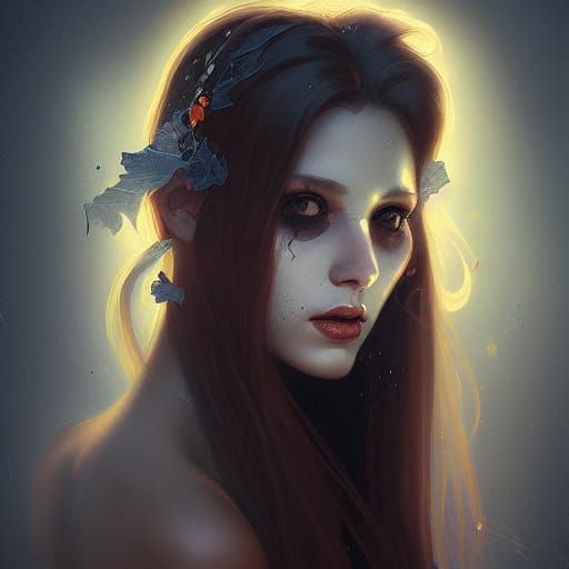 Halloween Portrait in Art Nouveau Style