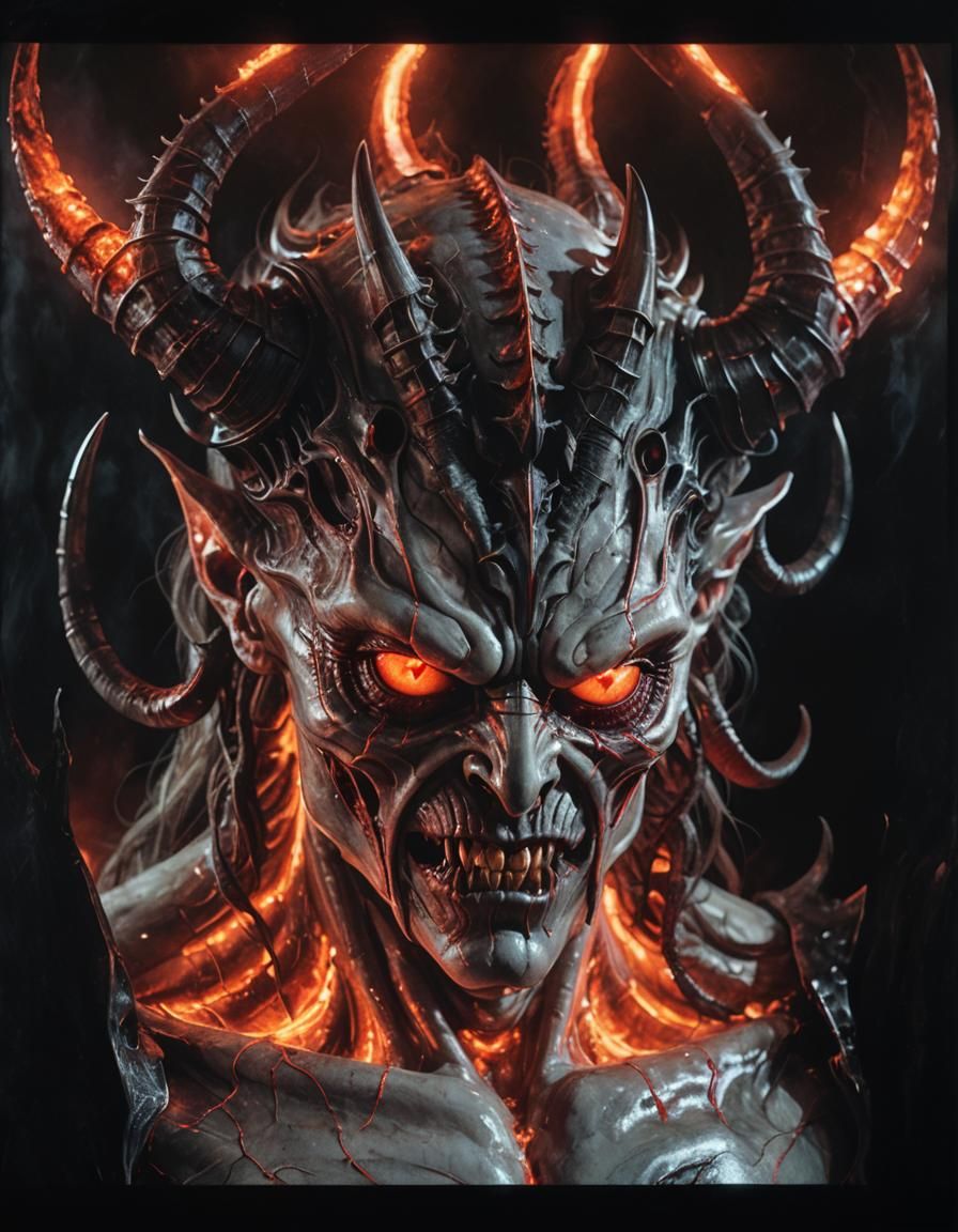 Ominous Demon Portrait in Dark Fantasy Style