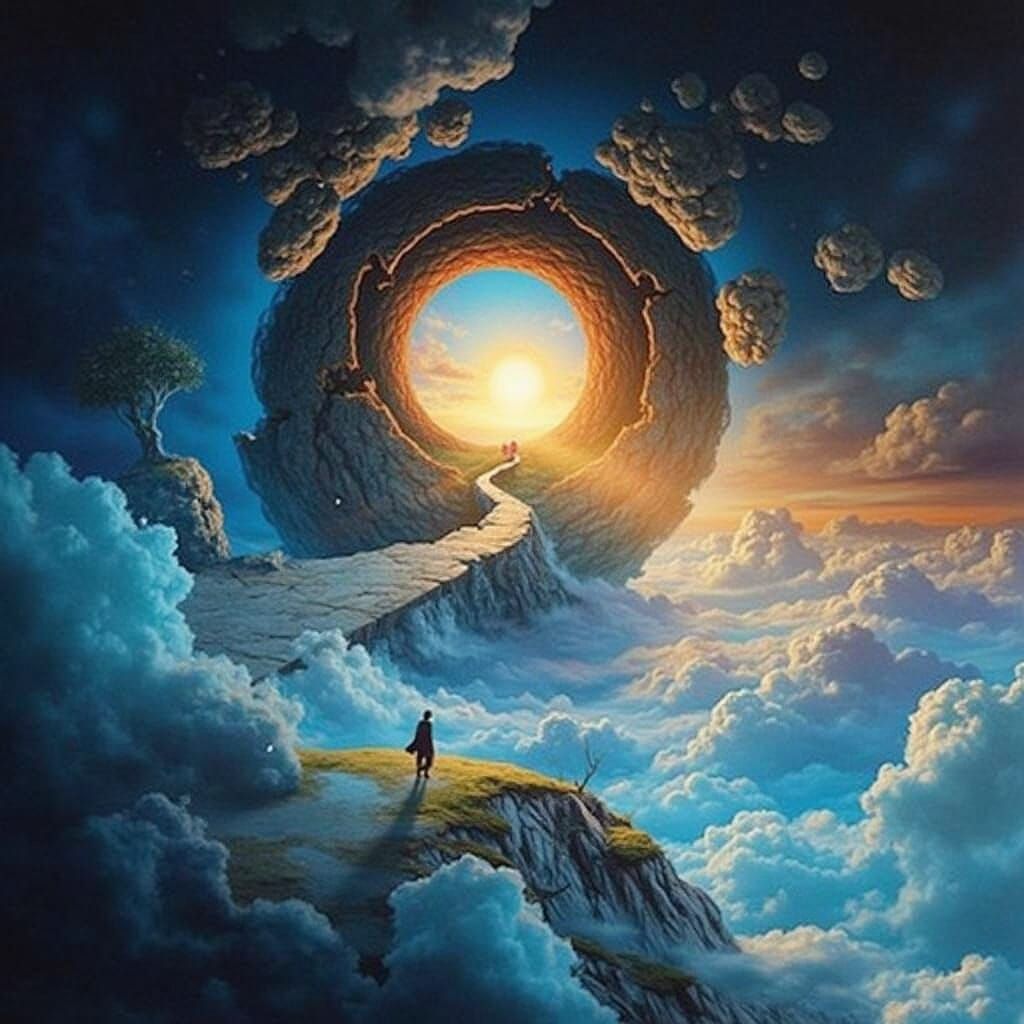 Surreal Journey Through a Fractured Cloudscape