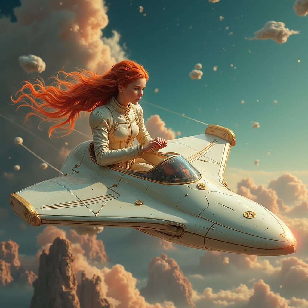 Futuristic Princess Navigates Asteroid Field