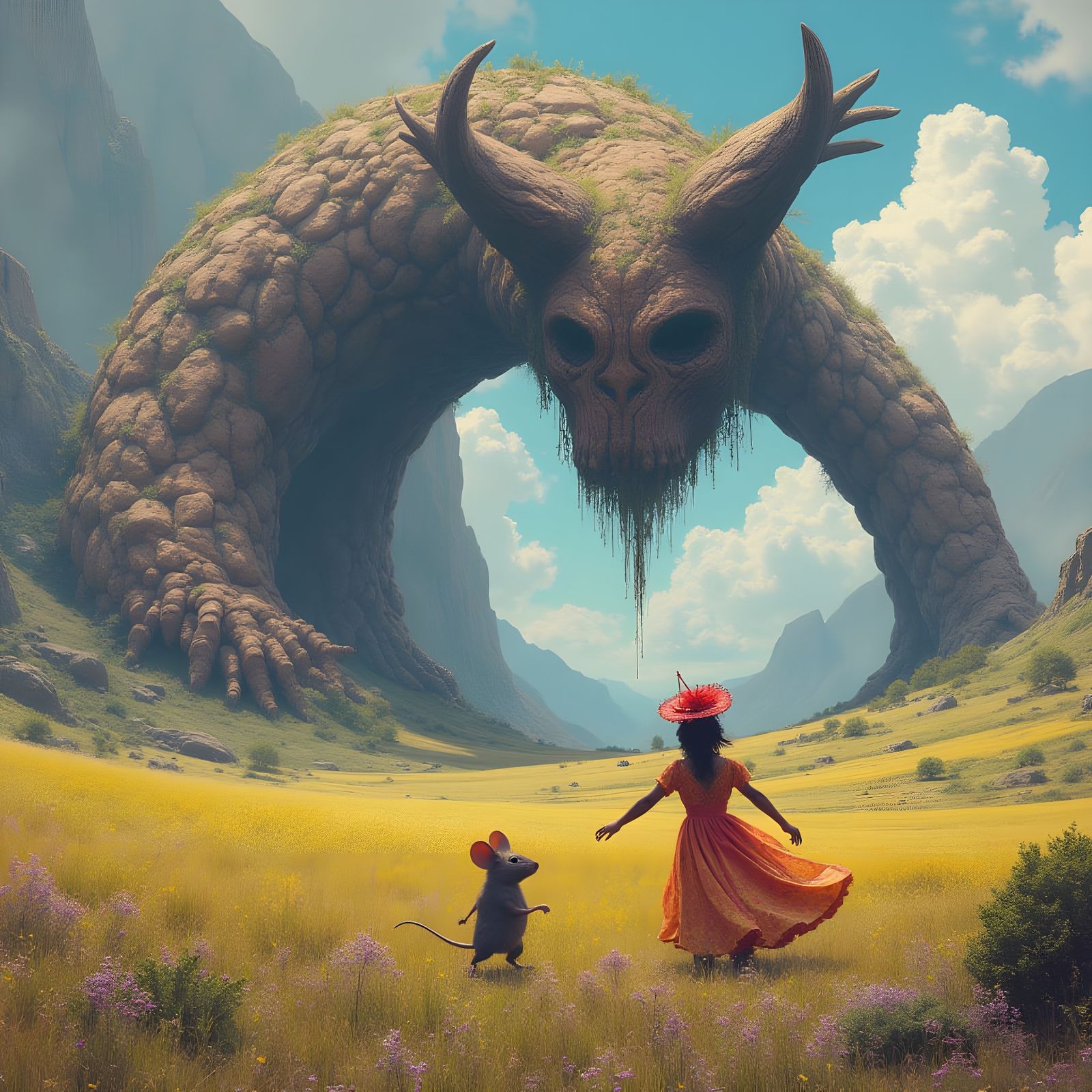 A surreal scene of mouse