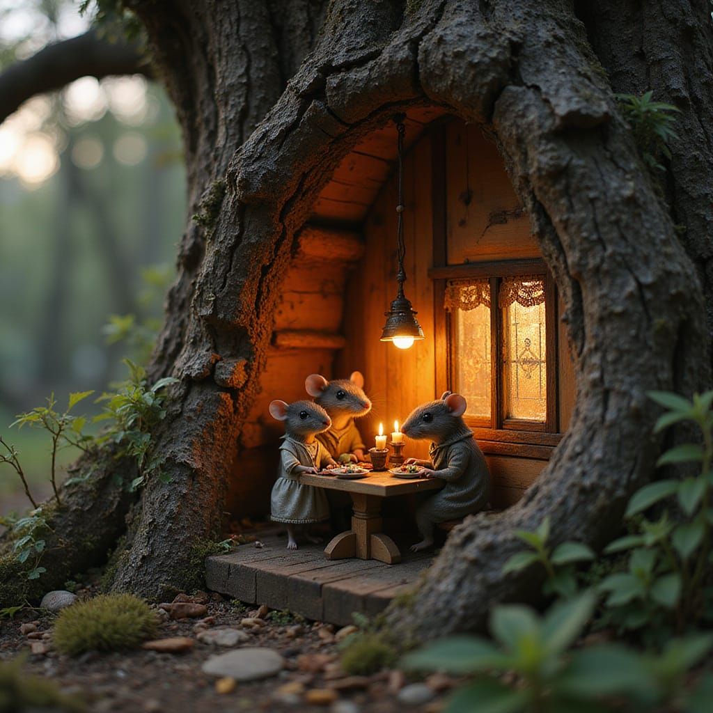 Cozy Treehouse in Twilight Photorealism