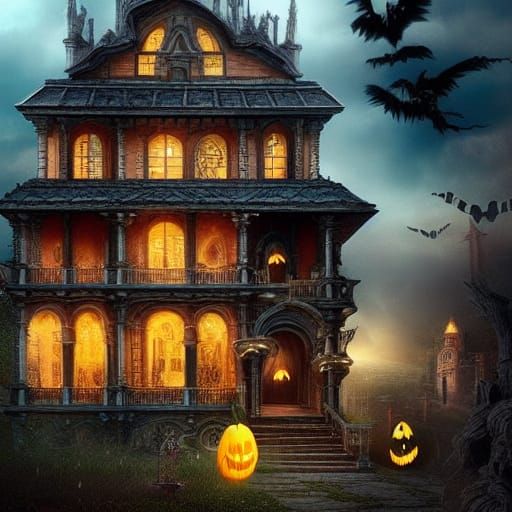 Dramatic Trick or Treat Digital Matte Painting