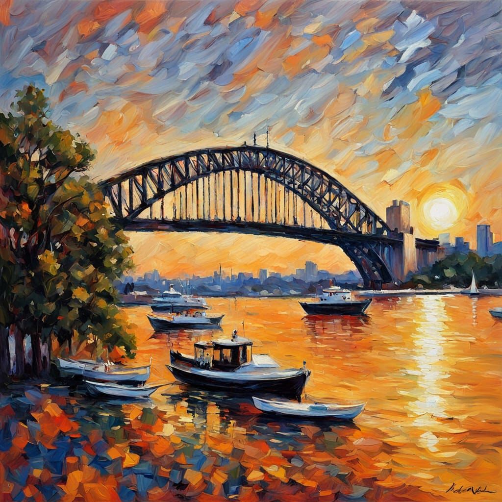 Sydney Opera House in Golden Hour Light - Neo-Impressionist ...