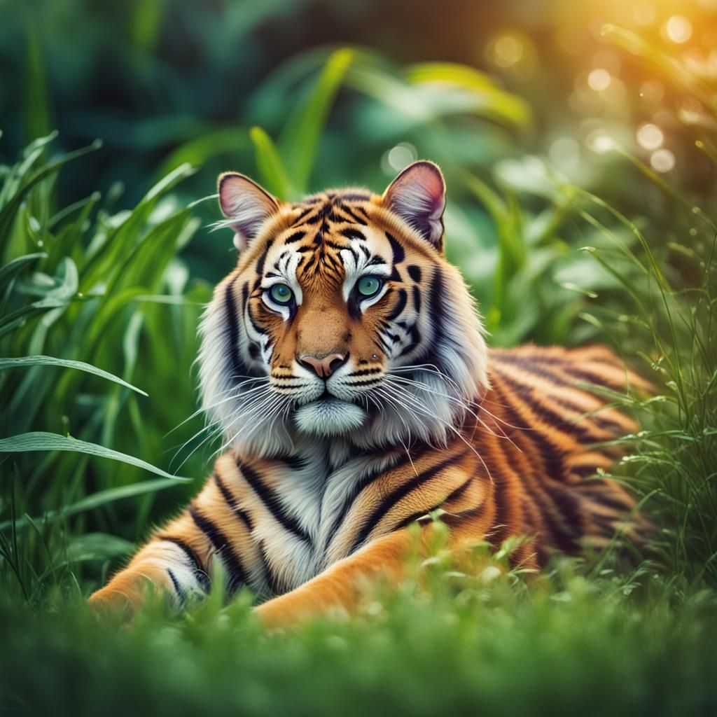Tiger Cat in Exotic Paradise Garden