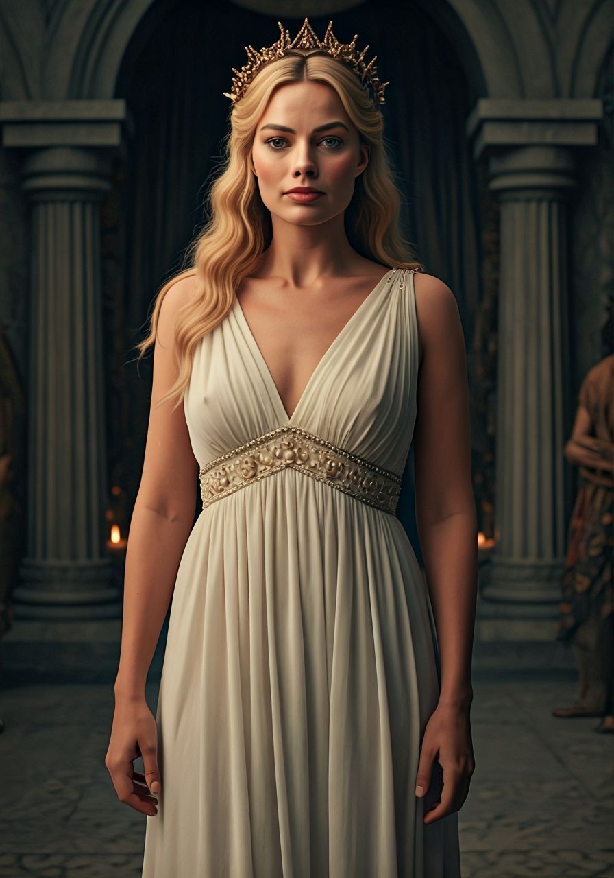 Margot Robbie as Aphrodite in Olympus, Cinematic Still