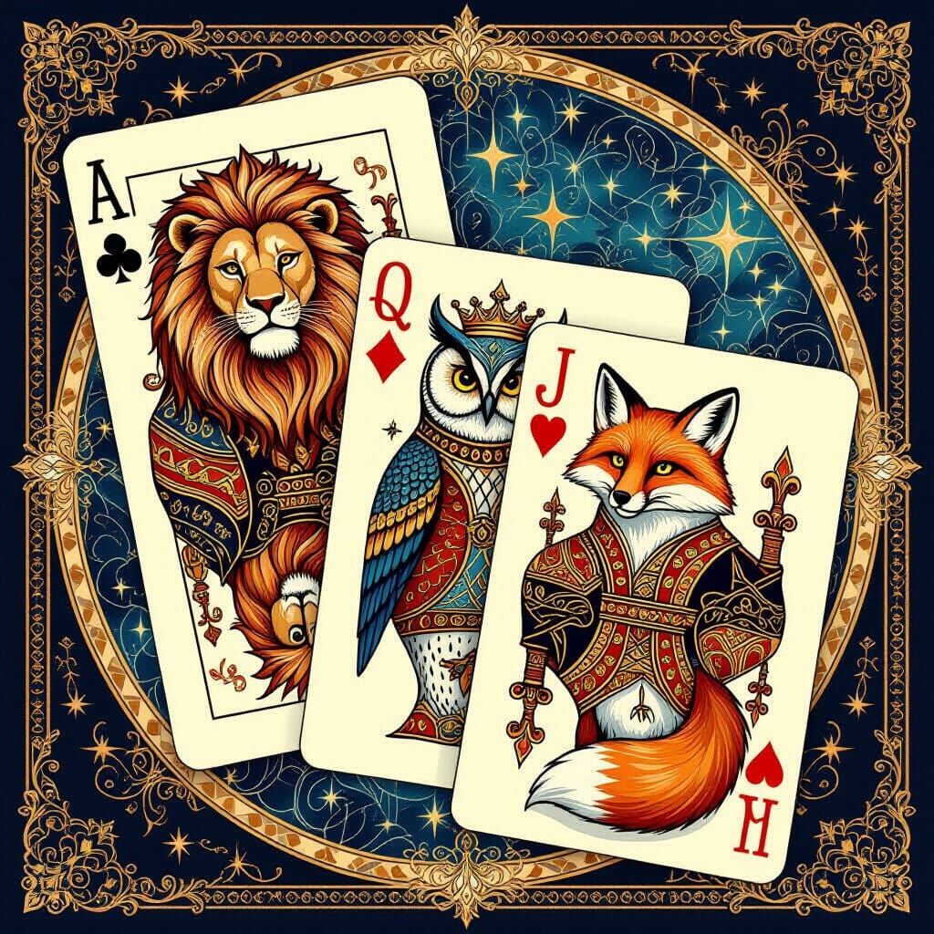 Fantasy Animal Playing Cards with Regal Designs