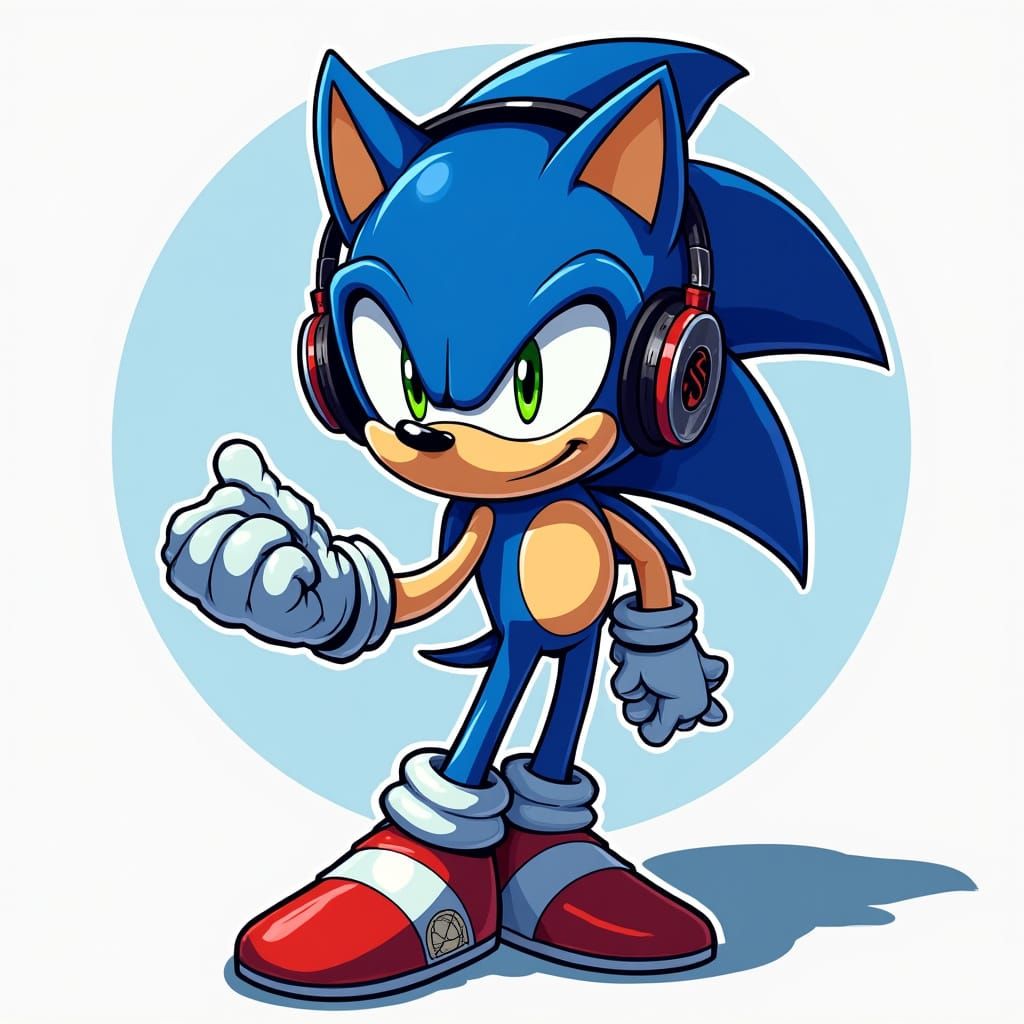 Sonic with Headphones in McQue-Takahashi-Loish Style