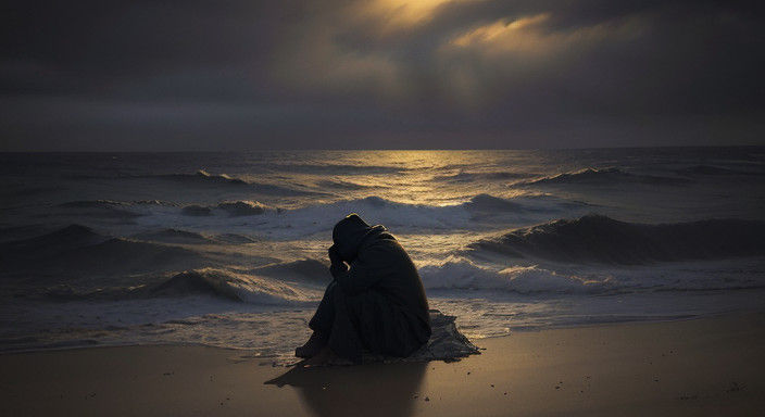 Ethereal Beach Scene in Expressive Brushstrokes, Soft Colors...