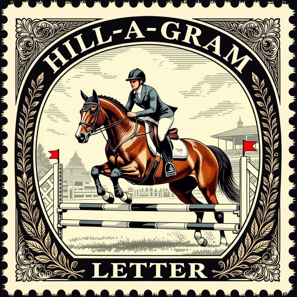 Vintage Postage Stamp: Equestrian Show Jumping Horse