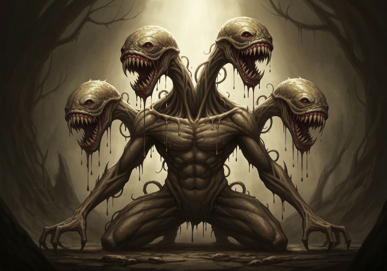 Terrifying Carnivorous Plant Creature in Dark Fantasy Style