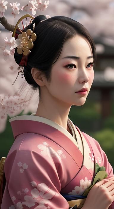 Geisha Portrait with Sakura