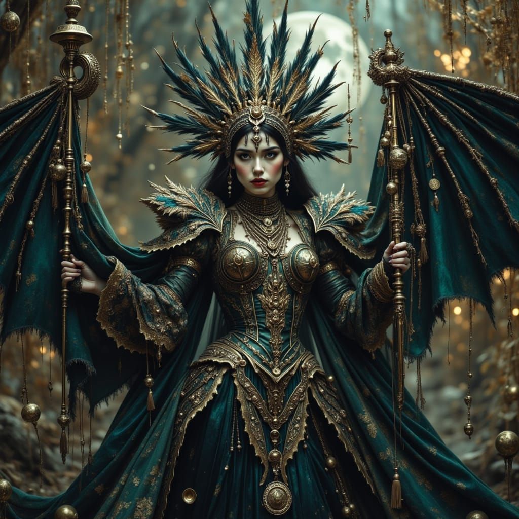 Gothic Vampire Knight with Bat Wing Headdress